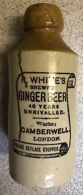 Old Vintage Printed Ginger Beer Stoneware Bottle R Whites London Bourne 4 Denby • £12