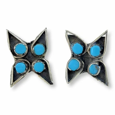 $49.99 • Buy Vintage Sterling Silver Native American Zuni Butterfly Turquoise Earrings