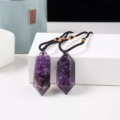 Natural Raw Dream Amethyst Wand Pendant Quartz Crystal Point Healing Necklace US • $9.02