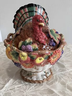 Fitz And Floyd Autumn Bounty Thanksgiving TURKEY Covered Tureen Perfect • $270