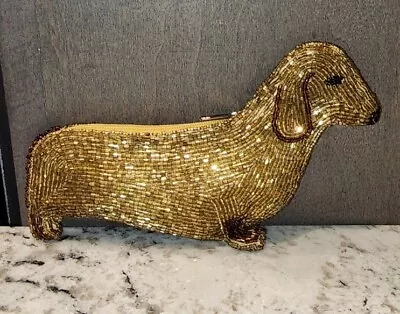 Vintage Dachshund  Beaded Coin Purse Satin Lined • $39