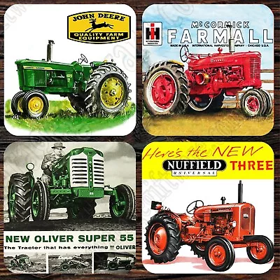 Set Of Four Coasters - Vintage Tractors John Deere Oliver Nuffield Farmall • $34.90