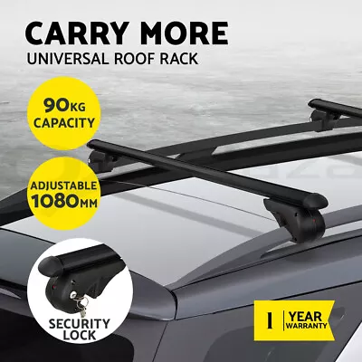 Universal Car Roof Racks Pod Cross Bars Aluminium Adjustable 108cm Black • $69.95