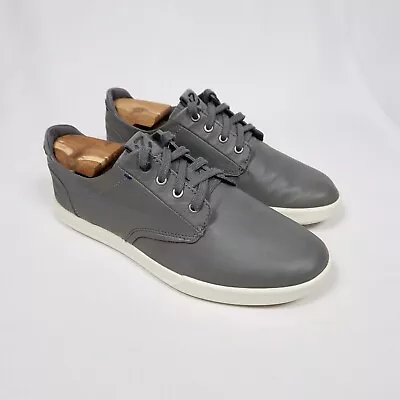 ECCO UK 10 Grey Collin 2.0 Trainers Men's Soft Leather Low Top Sneakers Shoes • £24.99