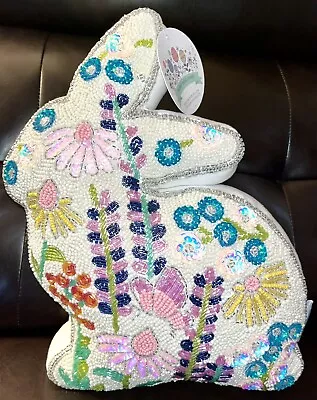 Bunny Boulevard Beaded Bunny Shaped Throw Pillow NEW Easter Rabbit 11  X 15  • $41.95