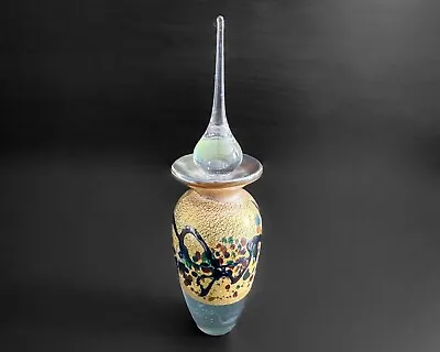 Robert Held 6.5  Art Glass Gold Millefiori Bud Vase Perfume Bottle • $180