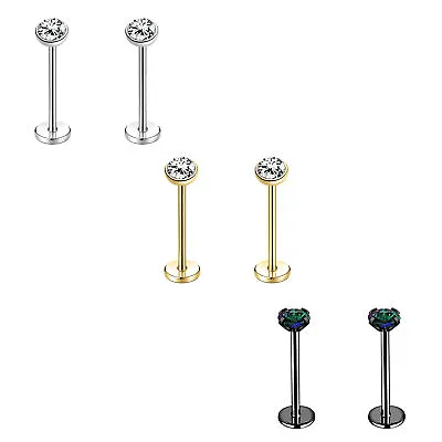 6 Pcs/Lot Surgical Steel CZ Labret Stud Conch Tragus Piercing • $10.24