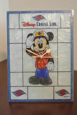 RARE Disney Cruise Line CAST MEMBER Captain Mickey DCL Staind Glass Desk CLOCK • £578.51