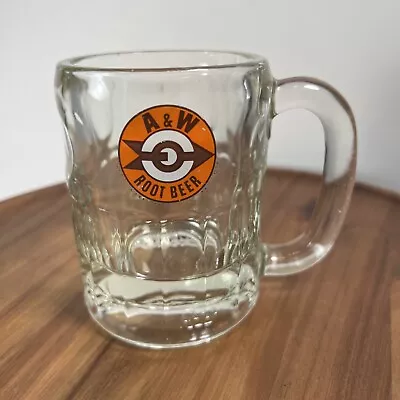 Vintage A&W Root Beer Short Mug Clear Glass Bullseye Arrow Logo AW 4.5  • $8