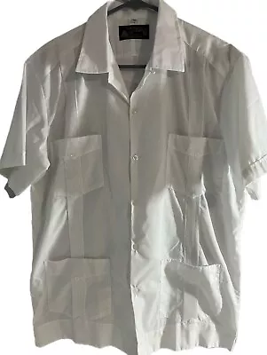 D Cetina White Guayabera Men’s Size 40 Made In Mexico Authentic Cuban Design • $10