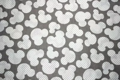 Fabric 100% Cotton Grey White Mickey Mouse Minnie Fat Quarter 50cmx80cm Craft • £4.20