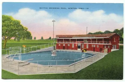 Newton IA Maytag Swimming Pool Linen Postcard ~ Iowa • $2.99