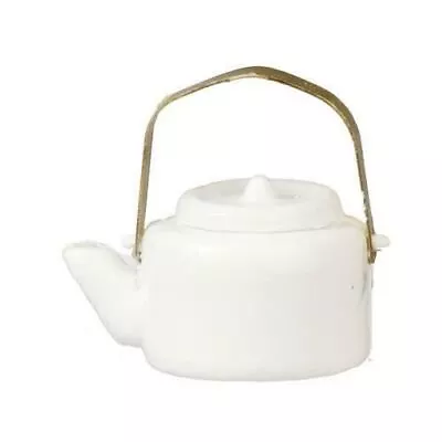 Dolls House White Kettle Miniature Teapot 1:12 Scale Metal Kitchen Accessory • $3.24