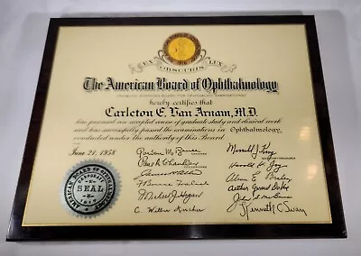 Medical Certificate: The American Board Of Ophthalmology Vintage 1958 Ephemera • $49.99