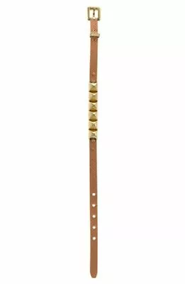 Michael Kors Brown Leather Gold Tone Studs Buckle Bracelet MKJ2964710 • $59.99