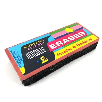 Vintage Blackboard Eraser Hercules Noiseless Dustless No 20 Rose Art USA 4 • $13.99
