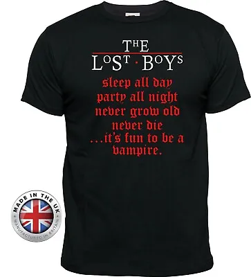 LOST BOYS 'Party All Night' Vampire Black T Shirt.80s Retro Unisexladies Fitted • £14.99