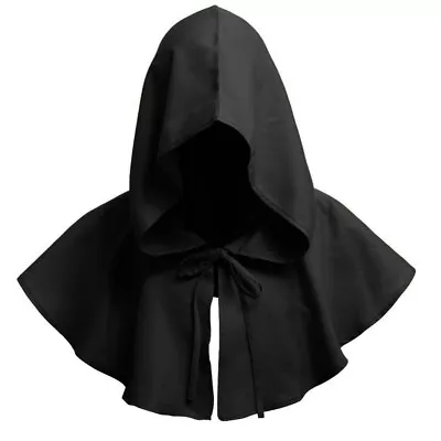 Men Women Medieval Cowl Hat Renaissance Monk Halloween Cosplay Hooded Cape 67 • $33.56