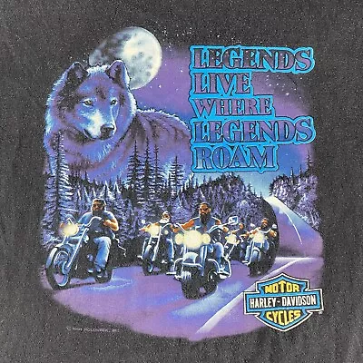 Vintage Harley Davidson T-Shirt Men’s Large Legends Live Where Legends Roam 1991 • $44.99