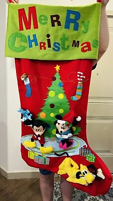 GIANT Mickey Minnie Mouse CHRISTMAS STOCKING Over 4 Feet Tall 48” X 25” Disney • $69.99