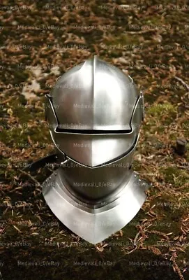 18GA Steel Medieval Closed Armet Helmet Medieval German Salleta Helmet W Bevor • $149