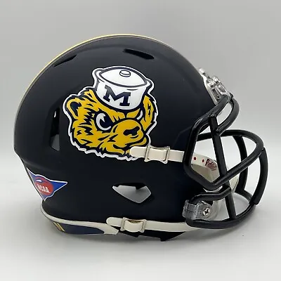 Michigan Wolverines Riddell CUSTOM Matte Navy WolverBear Mini Football Helmet • $65