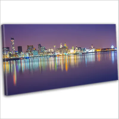 £25.99 • Buy Liverpool Over The Mersey Skyline Panoramic Framed Canvas Wall Art Print
