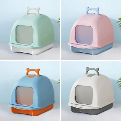 Hooded Cat Litter Box Anti-Splashing Enclosed Kitten Cat Litter Tray Covered Lid • £8.95