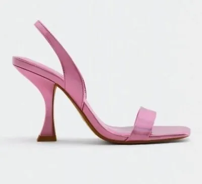 ZARA Women’s Pink Irresdescent Strappy Sandals 2831/910 Sz 8/39 • $45