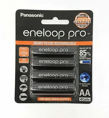 Panasonic Eneloop Pro - AA NiMH 2450mAh Rechargeable Batteries X 4 Made In Japan • $34.88