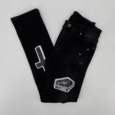 Dript Jeans Men 30 Black Denim Pants Casual Distressed Button Fly 30x32 • $2.49