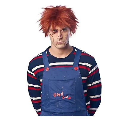 Adult Mens Chucky Killer Evil Doll Gaara Karma Halloween Cosplay Costume Red Wig • $27.25