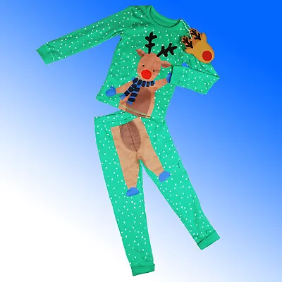 Family Christmas Reindeer Pyjamas Rudolph - 1 To 11 12 13 14 Years 100% Cotton • £6.97