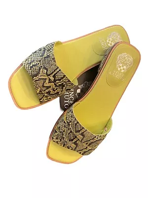 Vince Camuto Leather Slide Sandals Animal Print Natural Slip On Size 7M • $30
