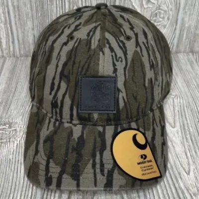 Carhartt Mossy Oak Camo Adjustable Canvas Strapback Hat Cap Bottomlands Hunting • $29.95