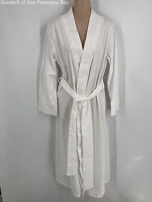 $34.99 • Buy Zara Home Womens White Cotton Classic Long Sleeve Belted Casual Robe Size Medium