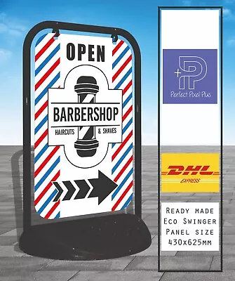 HAIRCUTS & SHAVES Barber Shop Pavement Sign Display A Board Eco Swinger • £89.95