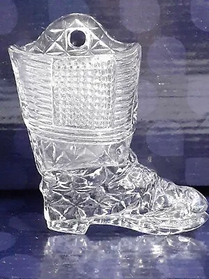 VINTAGE Cowboy Boot Glass Wall Pocket Match Holder With Striker Clear 4  X 3  • $9.99