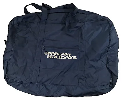 Vintage PAN AM HOLIDAYS Navy Blue Nylon Foldable Pouch Travel Tote Bag • $15