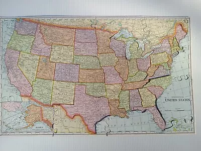 United States Map Jigsaw Puzzle C. 1959 Vintage View Of The First 49 States • $12.50