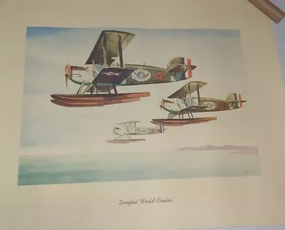 Vintage 1950s Aviation Lithograph Douglas World Cruiser By RG Smith • $150