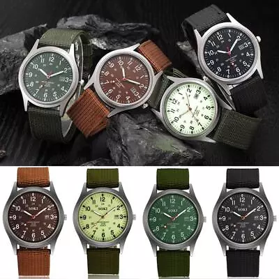 Military Army Mens Date Canvas Strap Analog Quartz Gift HOT Sport Watch • $2.89