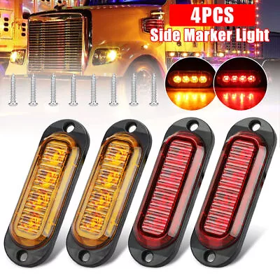 4x Amber Red 4 LED Side Marker Clearance Lights Waterproof For Trailer Truck RV • $9.99