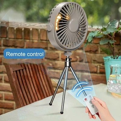 Portable USB Rechargeable Fan Detachable Tripod Outdoor Camping With LED Light • $32.99