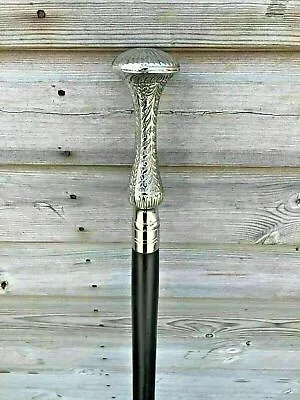 Walking Handle Stick Cane Victorian Brass Wooden Style Vintage Antique Head • $27.16