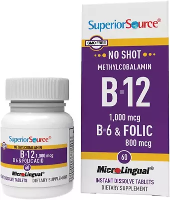 No Shot Vitamin B12 Methylcobalamin (1000 Mcg) B6 Folic Acid Quick Dissolve M • $23.62