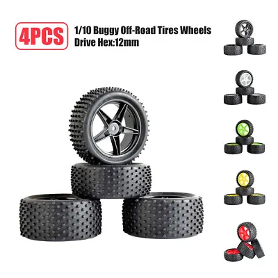 £11.77 • Buy RC 1/10 Buggy Tires&Wheel X4 For Hex 12mm Tamiya HSP HPI Kyosho Off Road Car