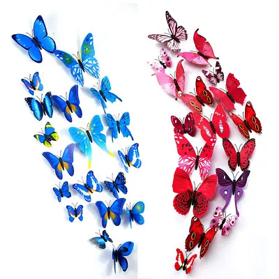 Butterfly 3D Stickers Room 12pcs Decals Decor Art Decorations Kid# Home All Wall • $3.41