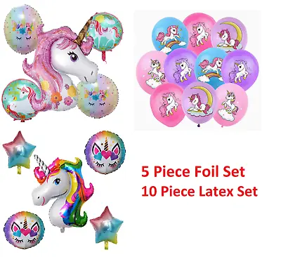 Unicorn Balloons Foil & Latex Balloon Sets Kids Birthday Party Decoration • £3.99