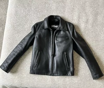 Schott Leather Motorcycle Jacket Men Black Size 38 (M) Excellent Condition • $207.50